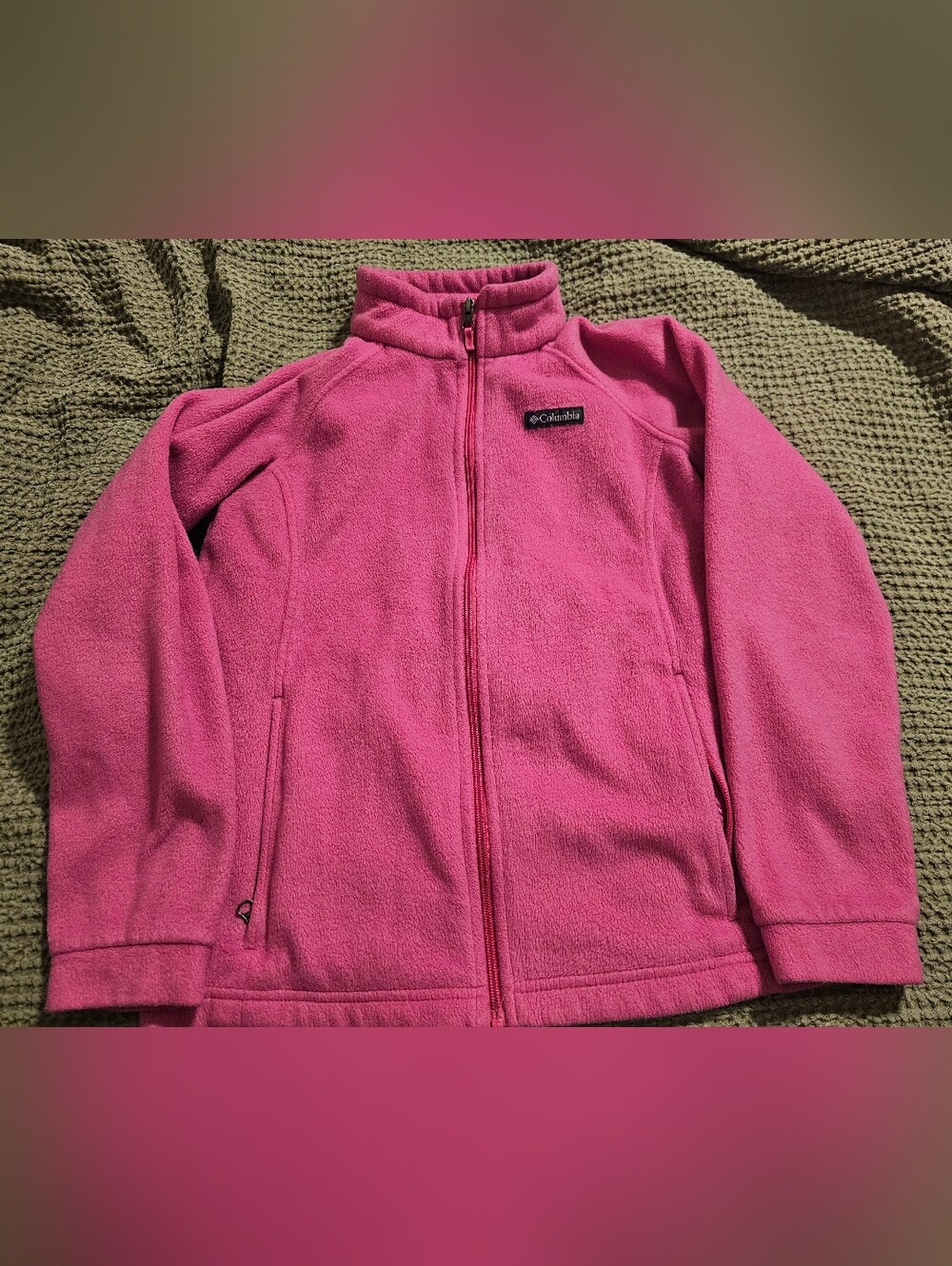 Columbia Pink Full-Zip Kids Fleece Jacket XL 12/14